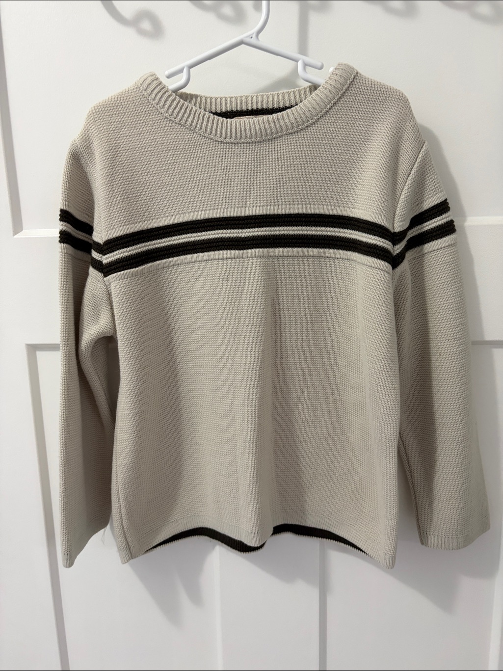 Arizona Jean Company Cream Sweater With Brown Trim